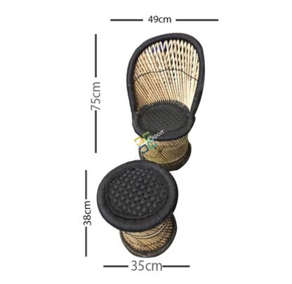 Natural Handmade Bamboo Chair With Stool(Set of 2) - Image 4