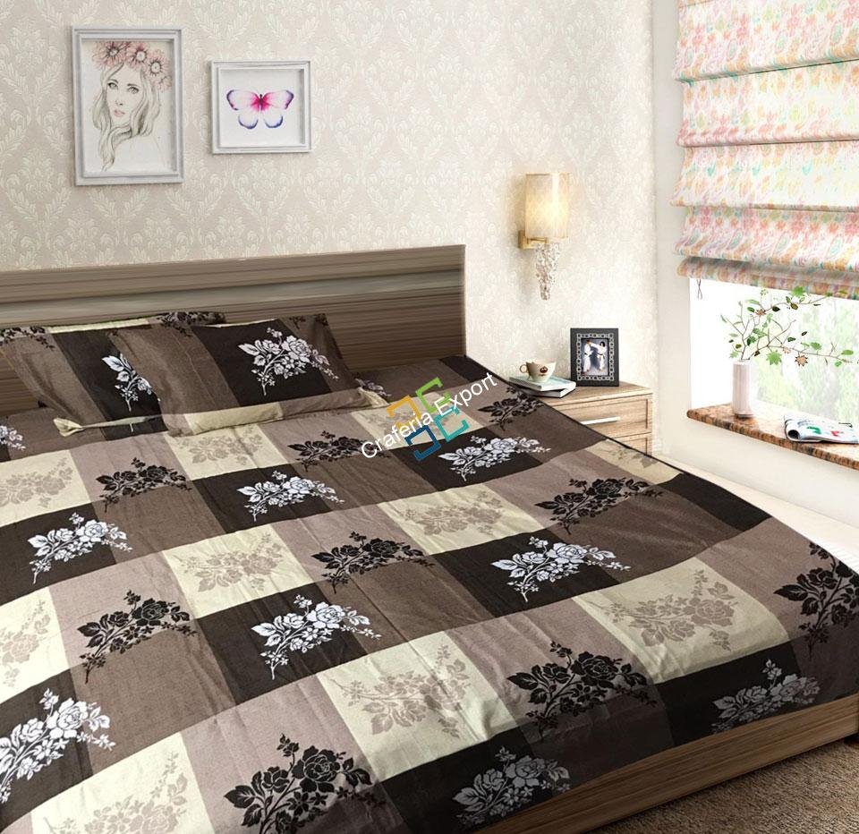 Floral printed square shaped double bedsheet
