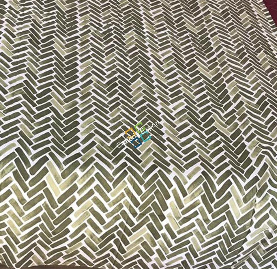 White and green abstract cotton single bedsheet with pillow cover - Image 2