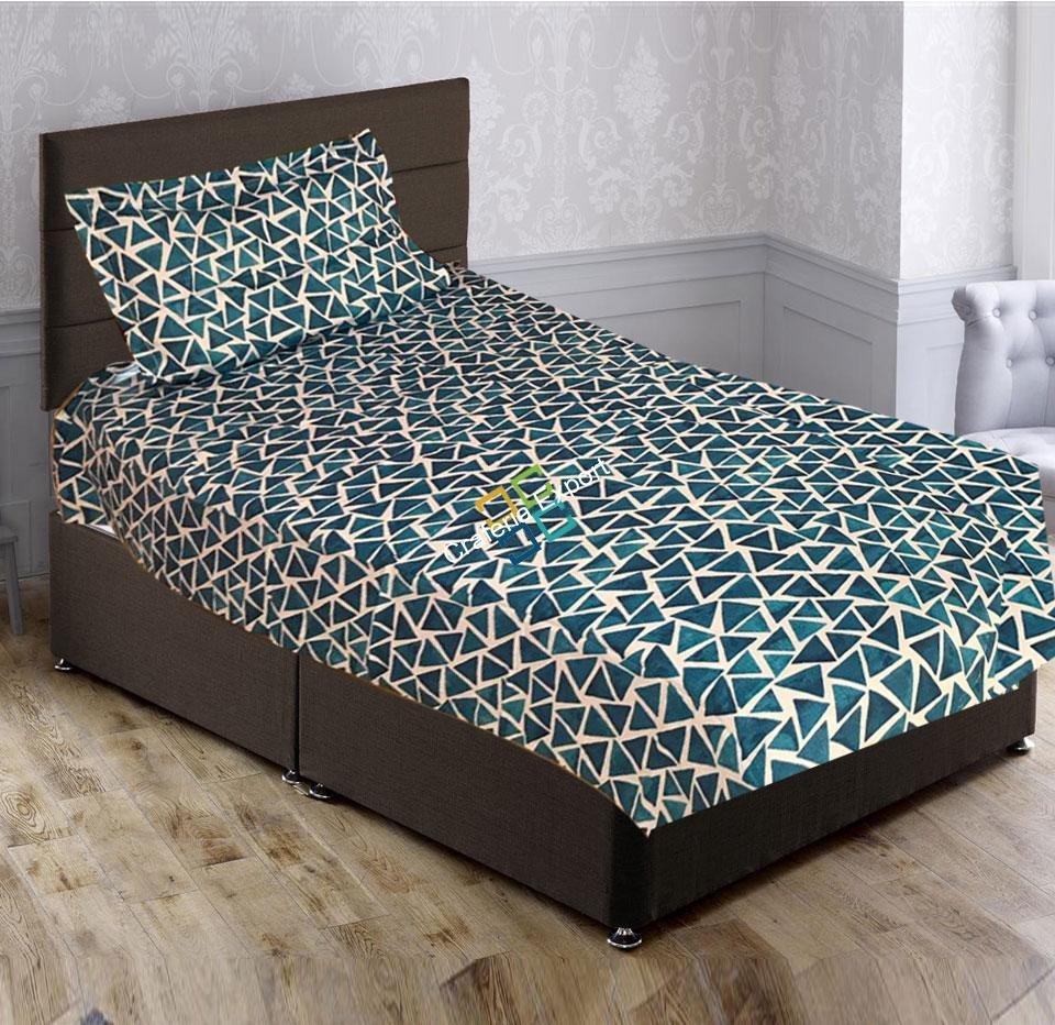 Geometrical printed bedsheet/bedding with one pillow cover