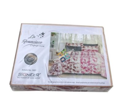 Leaf printed cotton king Size Bedsheet with Two pillow Cases - Image 2