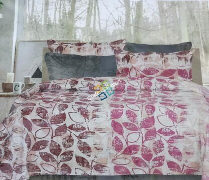 Leaf printed cotton king Size Bedsheet with Two pillow Cases