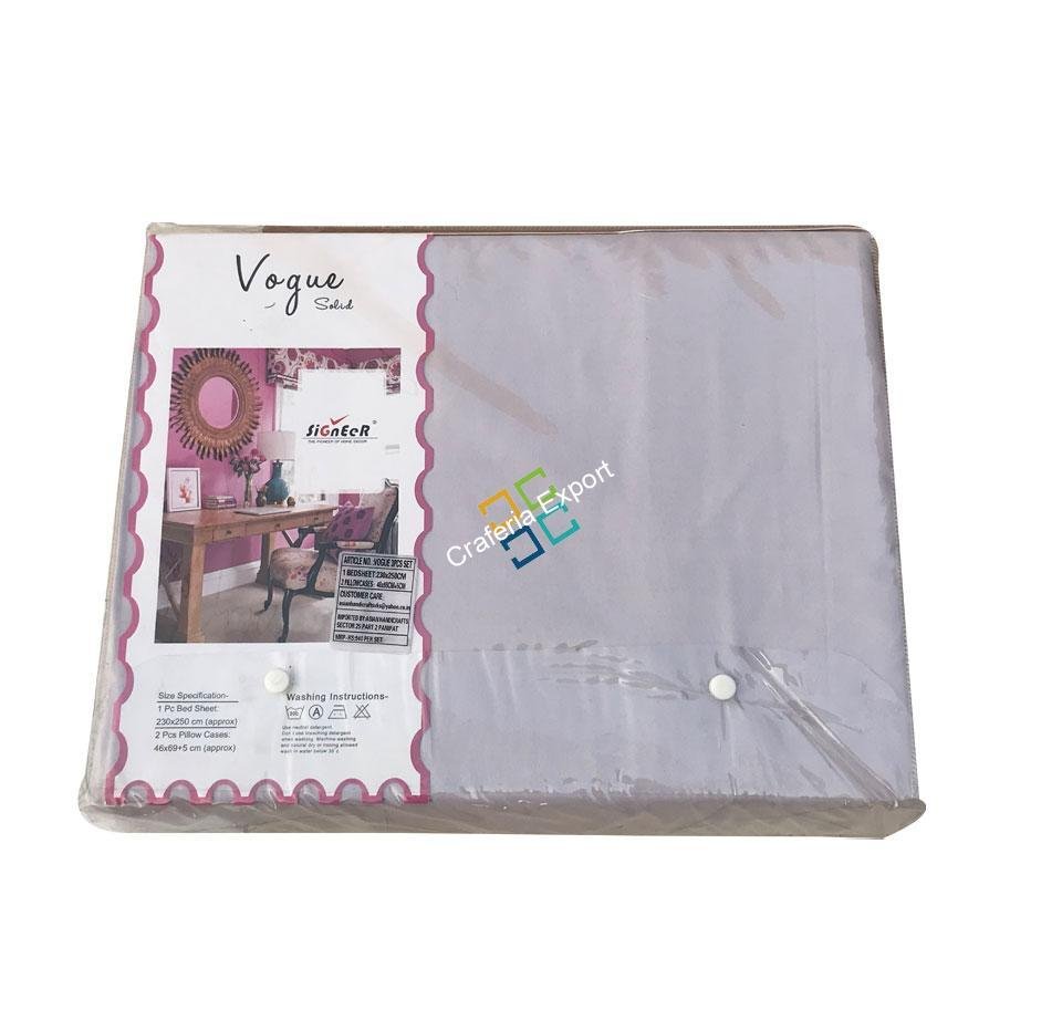 Grey plain Sober Cotton Double Bedsheet with 2 Pillow Covers - Image 3