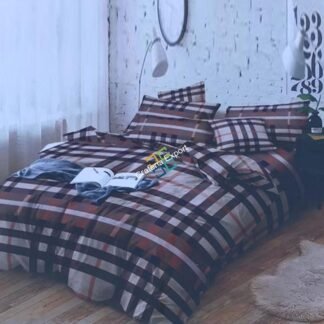Checkered Printed Double Bedsheet with Two Pillow Cover