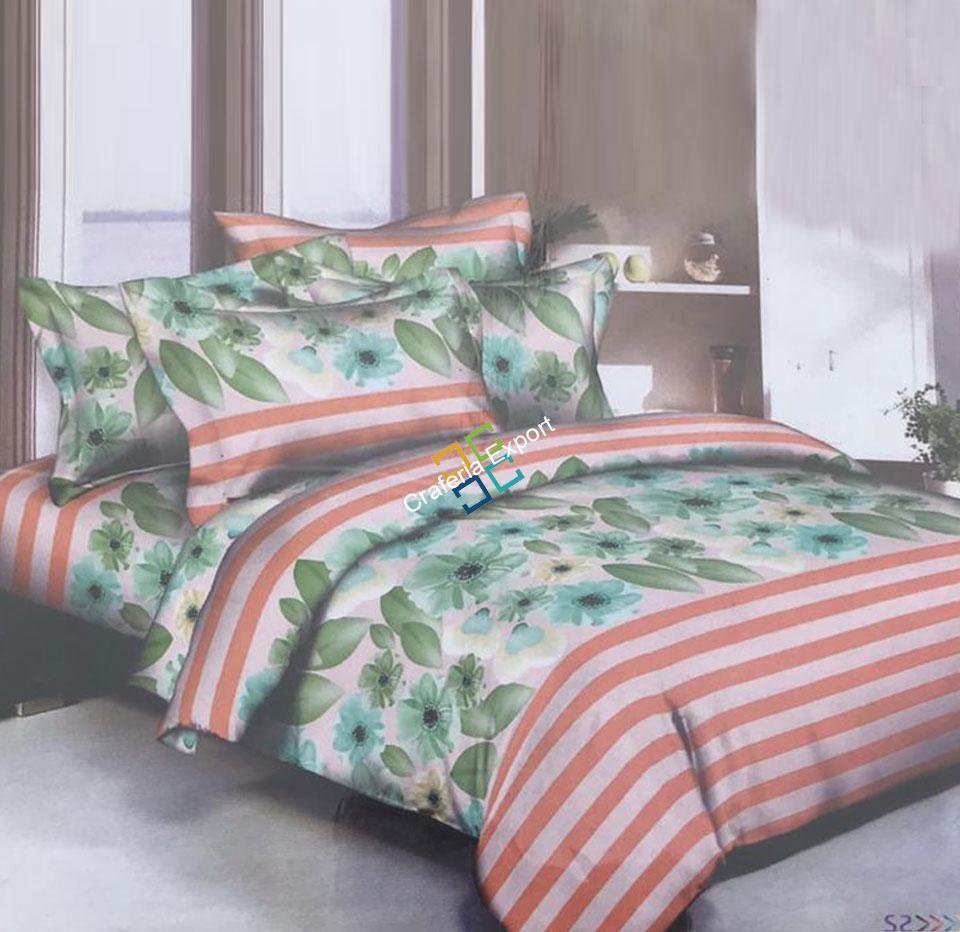 Floral and leaf printed Double Bedsheet