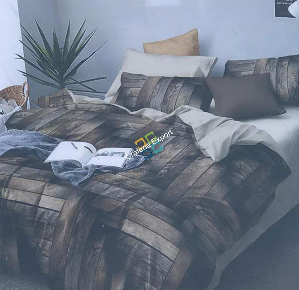 Elegant Brown Tile Print King Size Bedsheet With Two Pillow Covers