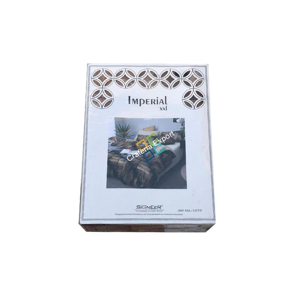 Elegant Brown Tile Print King Size Bedsheet With Two Pillow Covers - Image 2