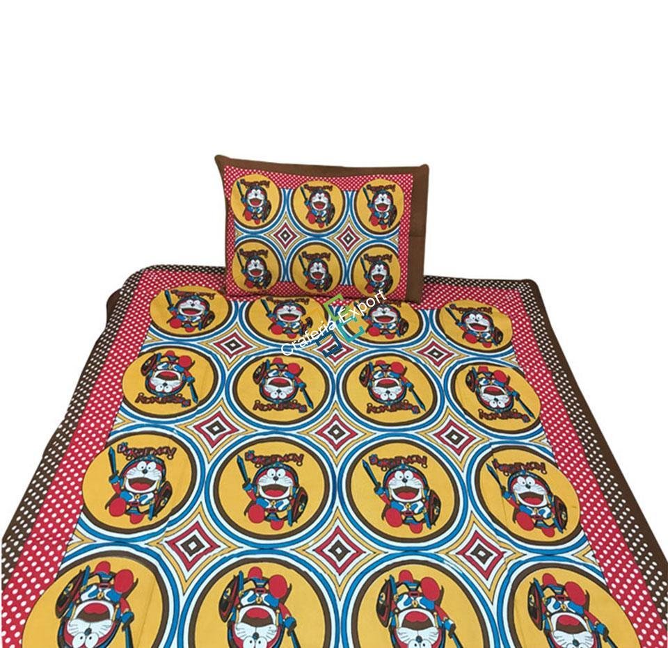 Doraemon Printed single bedhsheet in Multi colours with 1 pillow cover - Image 5
