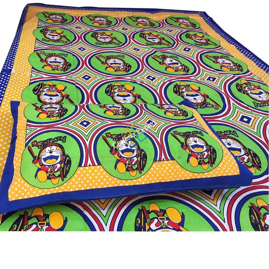 Doraemon Printed single bedhsheet in Multi colours with 1 pillow cover - Image 2