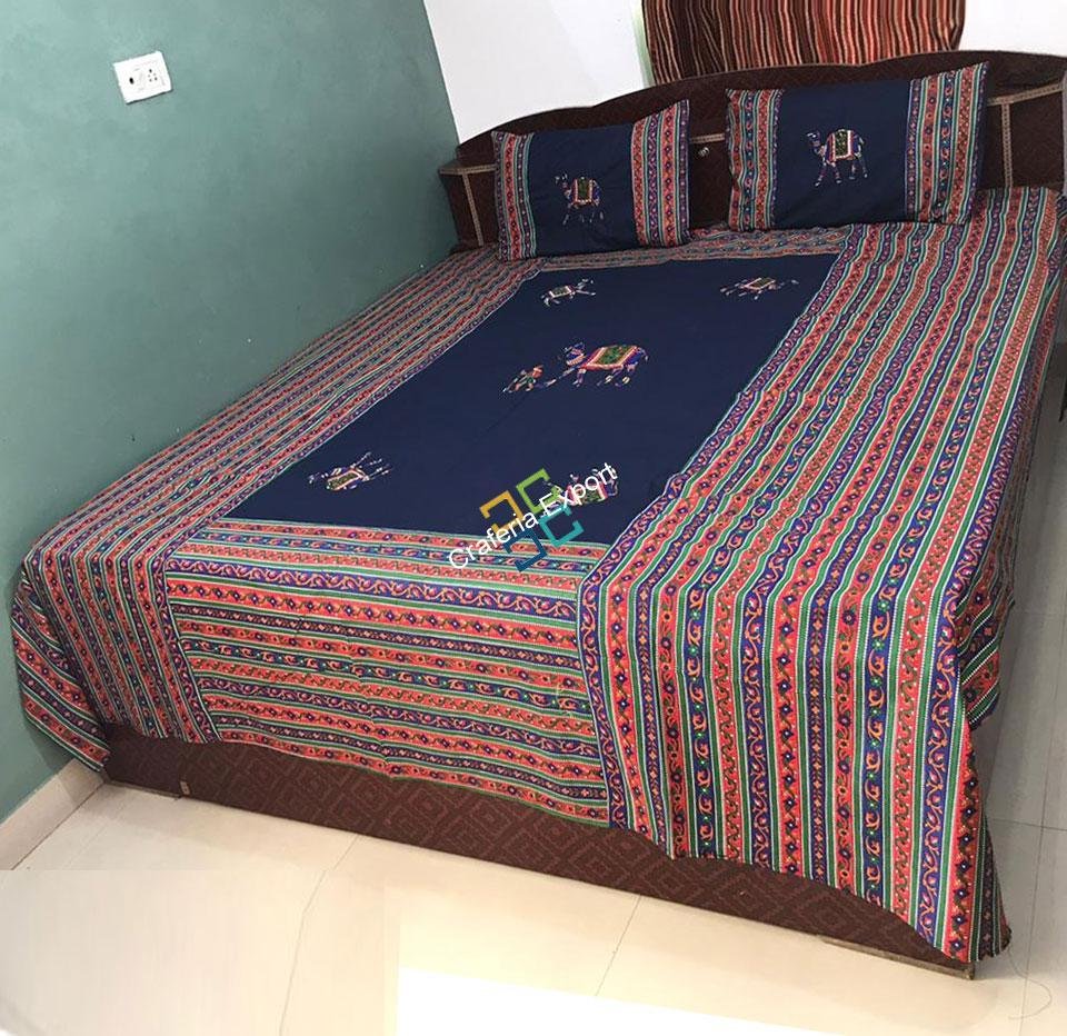 Rajasthani Camel Printed Double Bedsheet with Two Pillow Covers - Image 5