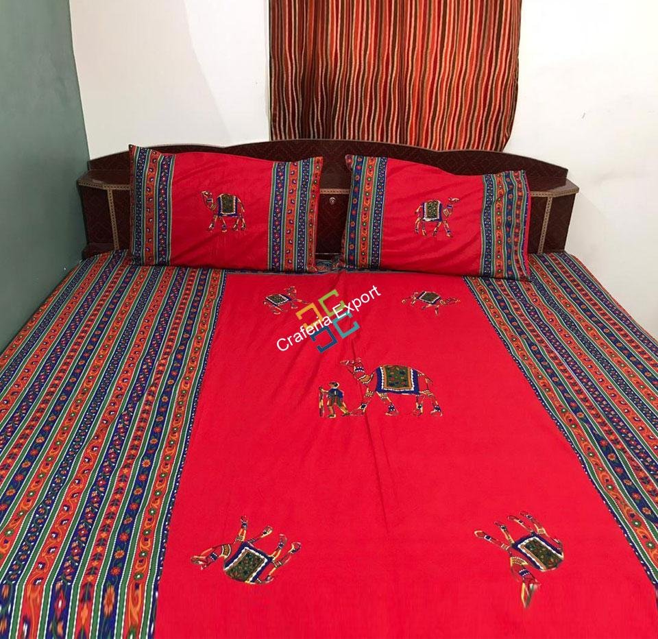 Rajasthani Camel Printed Double Bedsheet with Two Pillow Covers - Image 2