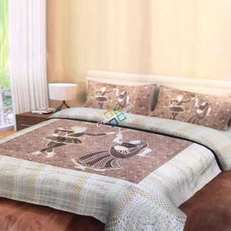 Rajasthani traditional Printed Double Bedsheet with Two Pillow Cover