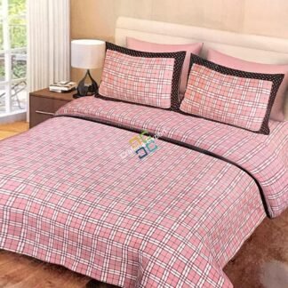 Abstract Checkered Printed Cotton Double Bedspread / Bedding With Two Pillow Cover For Home Decor