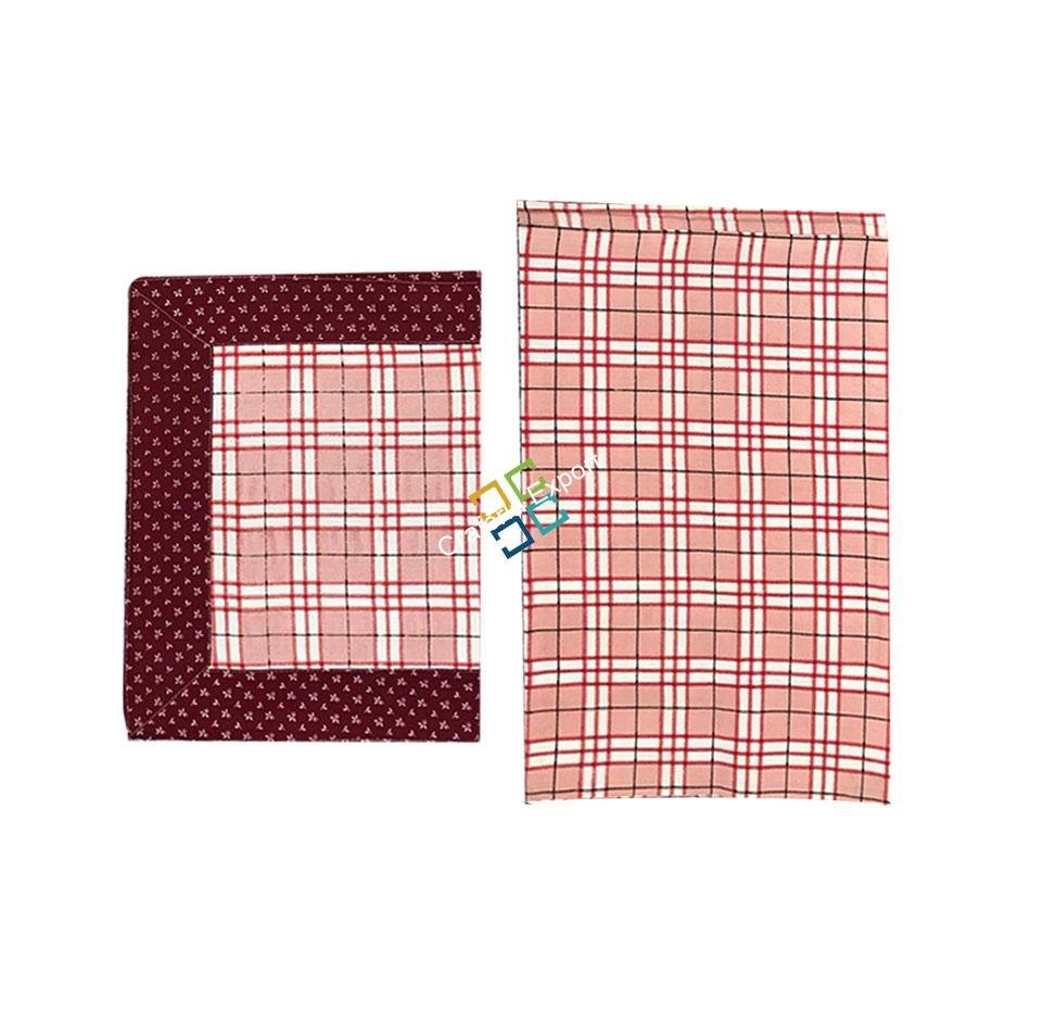 Abstract Checkered Printed Cotton Double Bedspread / Bedding With Two Pillow Cover For Home Decor - Image 3