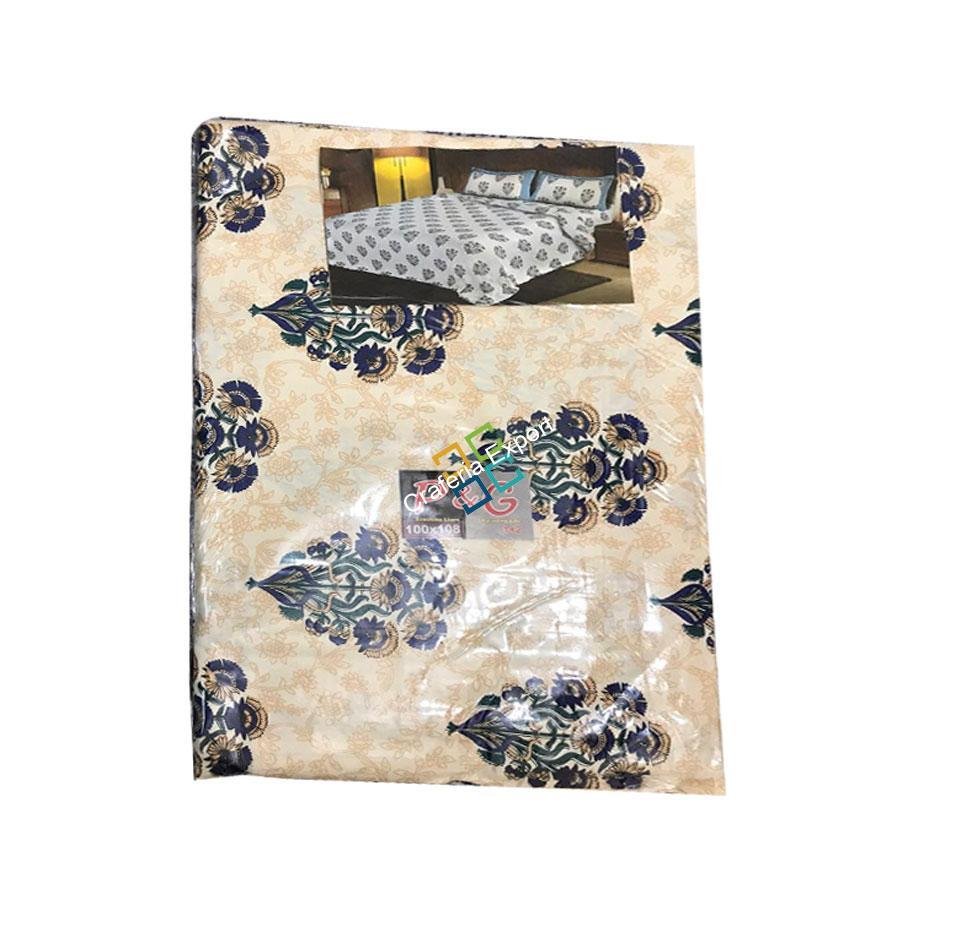 Ikkat Printed Jaipuri Double Bedsheet / Bedspread With Two Pillow Covers - Image 6