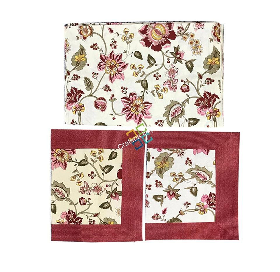 Ikkat Printed Jaipuri Double Bedsheet / Bedspread With Two Pillow Covers - Image 2