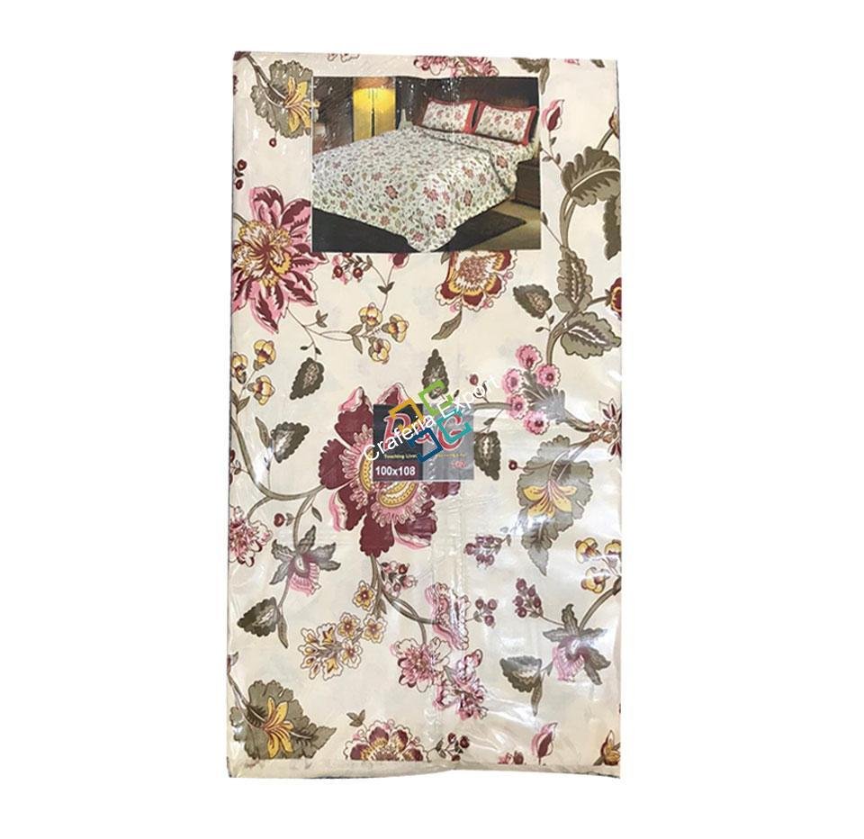 Ikkat Printed Jaipuri Double Bedsheet / Bedspread With Two Pillow Covers - Image 3