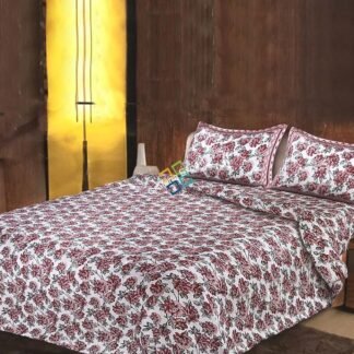 Floral Printed Cotton Double Bedsheet with Two Pillow Covers