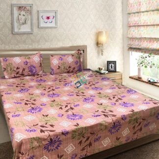 Flora Printed Cotton Double Bedsheet With Two Pillow Covers