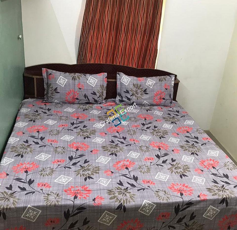 Flora Printed Cotton Double Bedsheet With Two Pillow Covers - Image 4