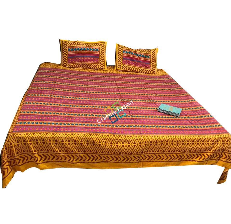 Cotton Double Bedsheet With 2 Pillow Cases - Image 3