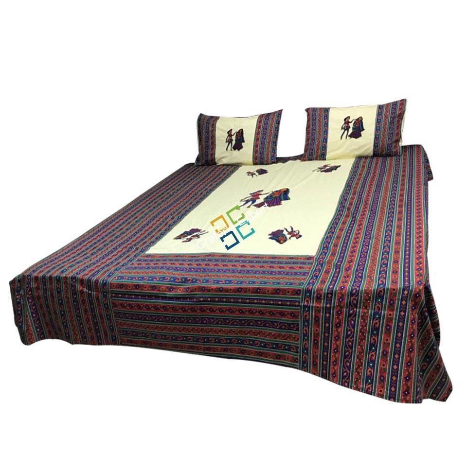 Dandiya Printed Traditional king Bedsheet / Bedding with 2 Pillow Cases - Image 9