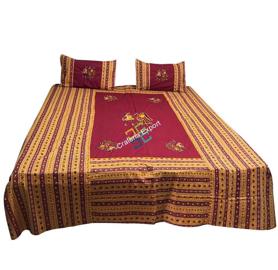 Dandiya Printed Traditional king Bedsheet / Bedding with 2 Pillow Cases - Image 7