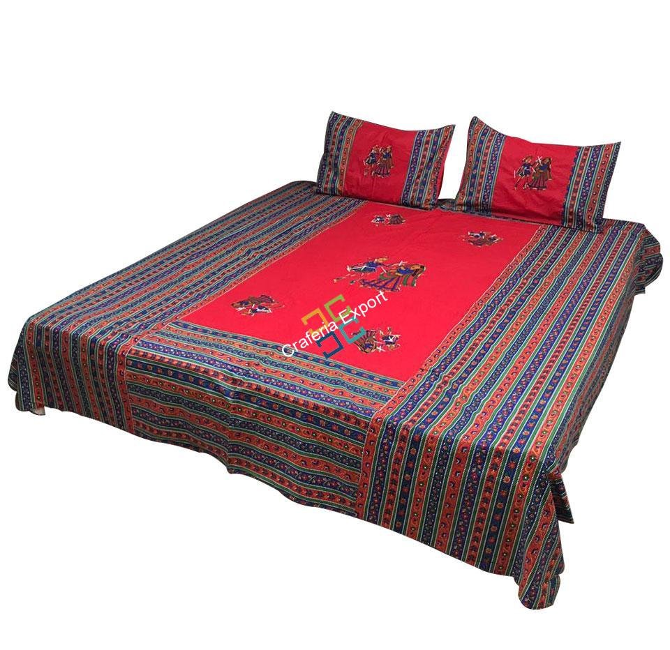 Dandiya Printed Traditional king Bedsheet / Bedding with 2 Pillow Cases - Image 6