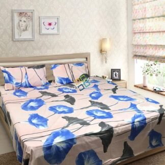 Floral printed double Bedsheets cotton fabric with 2 pillow cases (set of 3)