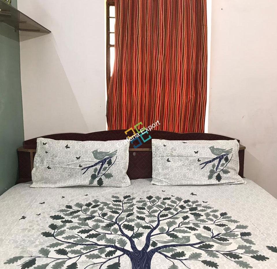 Rajasthani Traditional Printed Double Bedsheet with Two Pillow Covers - Image 3