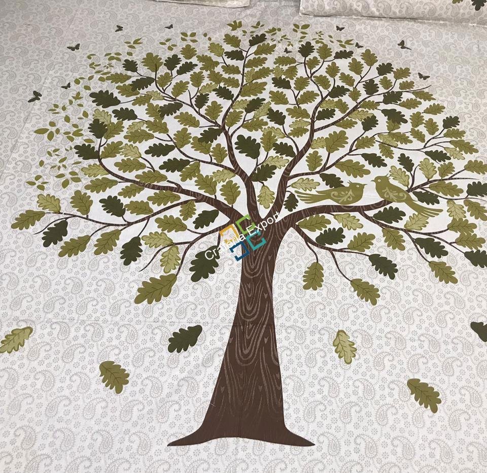 Rajasthani Traditional Printed Double Bedsheet with Two Pillow Covers - Image 4