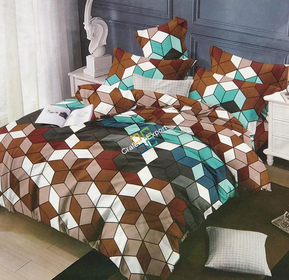 Cube Print Geometric Bedsheet for Home Decor
