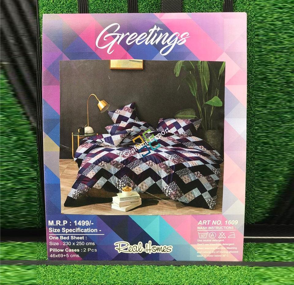 Geometrical printed king size double bedsheet for home decor - Image 3