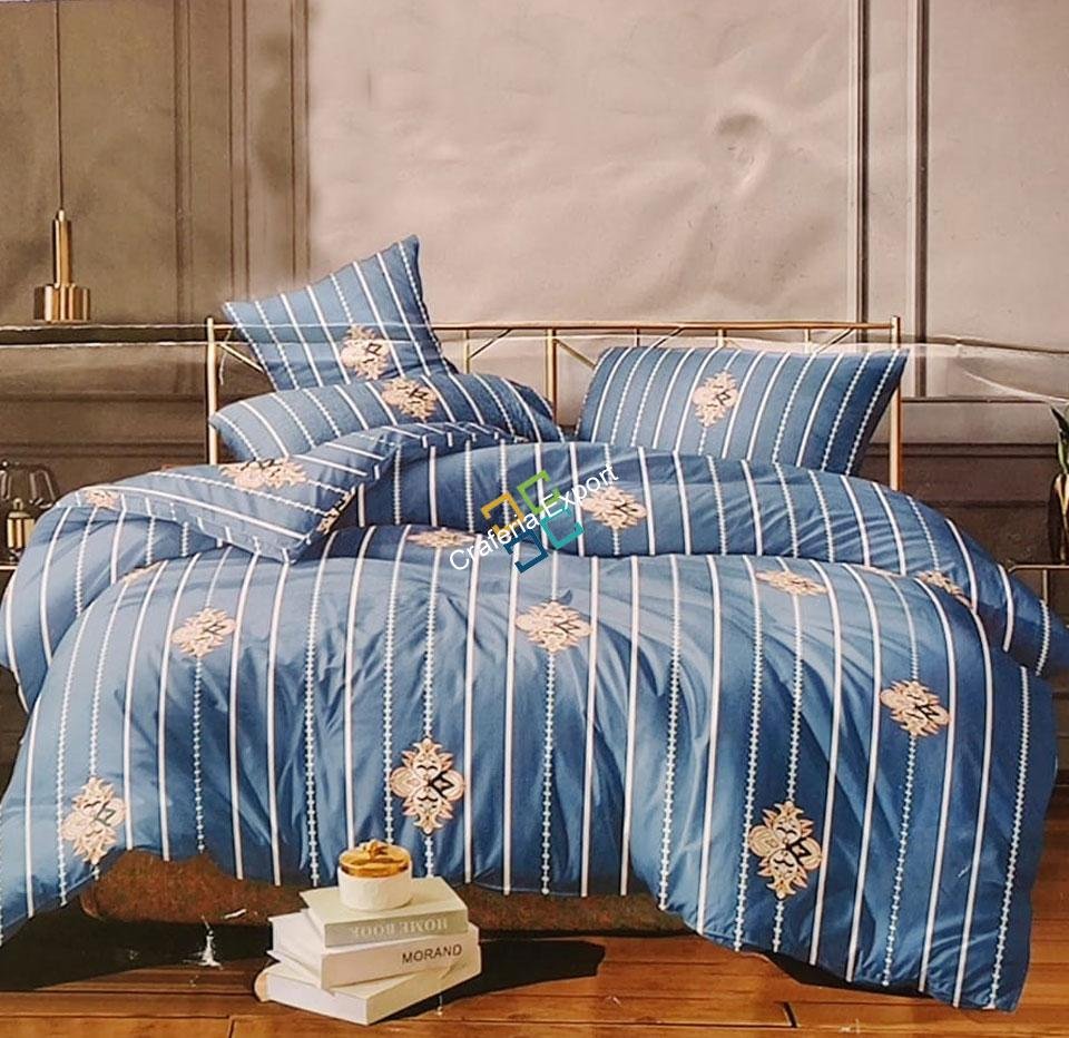 Lineing pattern printed double bedsheet for home decor