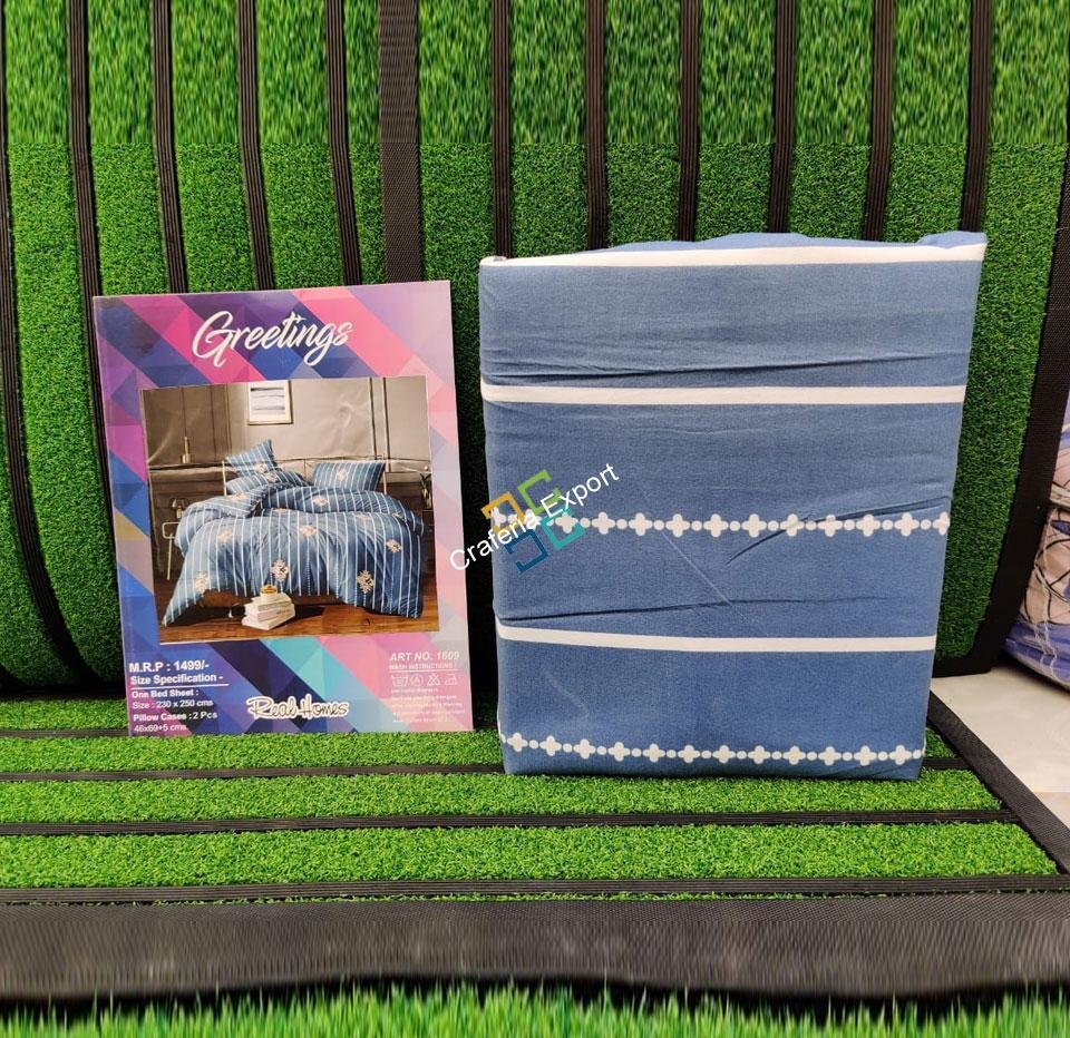 Lineing pattern printed double bedsheet for home decor - Image 2