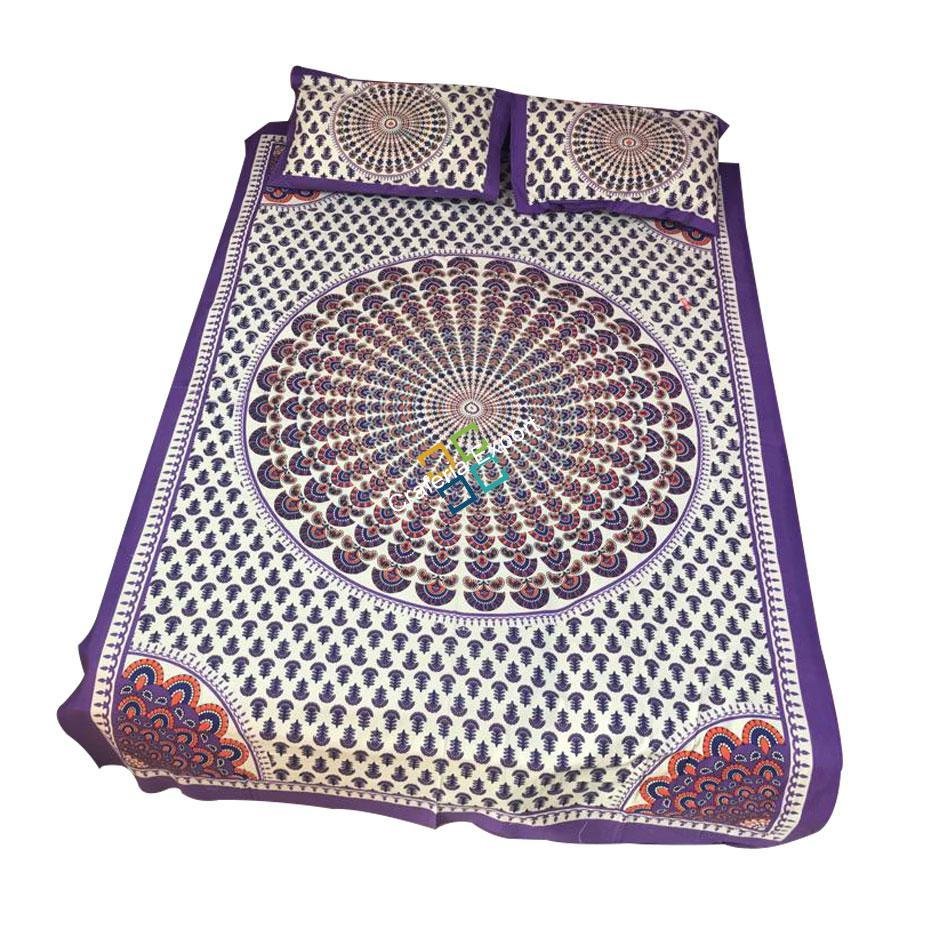 Mandala Single Bedspread 100% Cotton with Two Pillow Covers