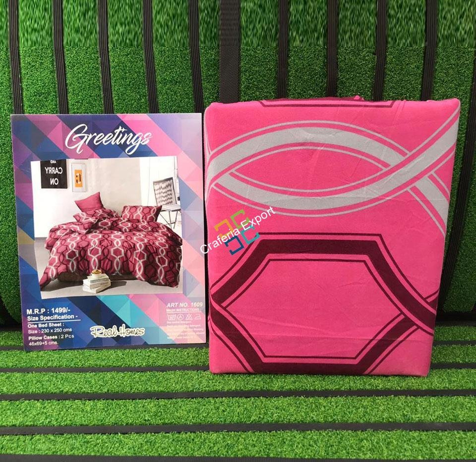 Antique Hexagon Printed Design Double Bedsheet For Home/Room Decor - Image 4