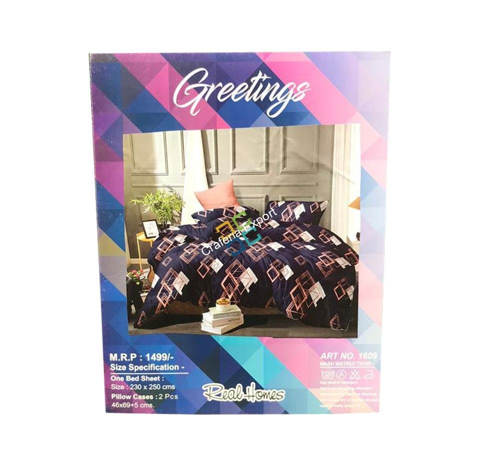 Rhombus shape double bedsheet for home decor/room (with 2 pillow cover) - Image 2