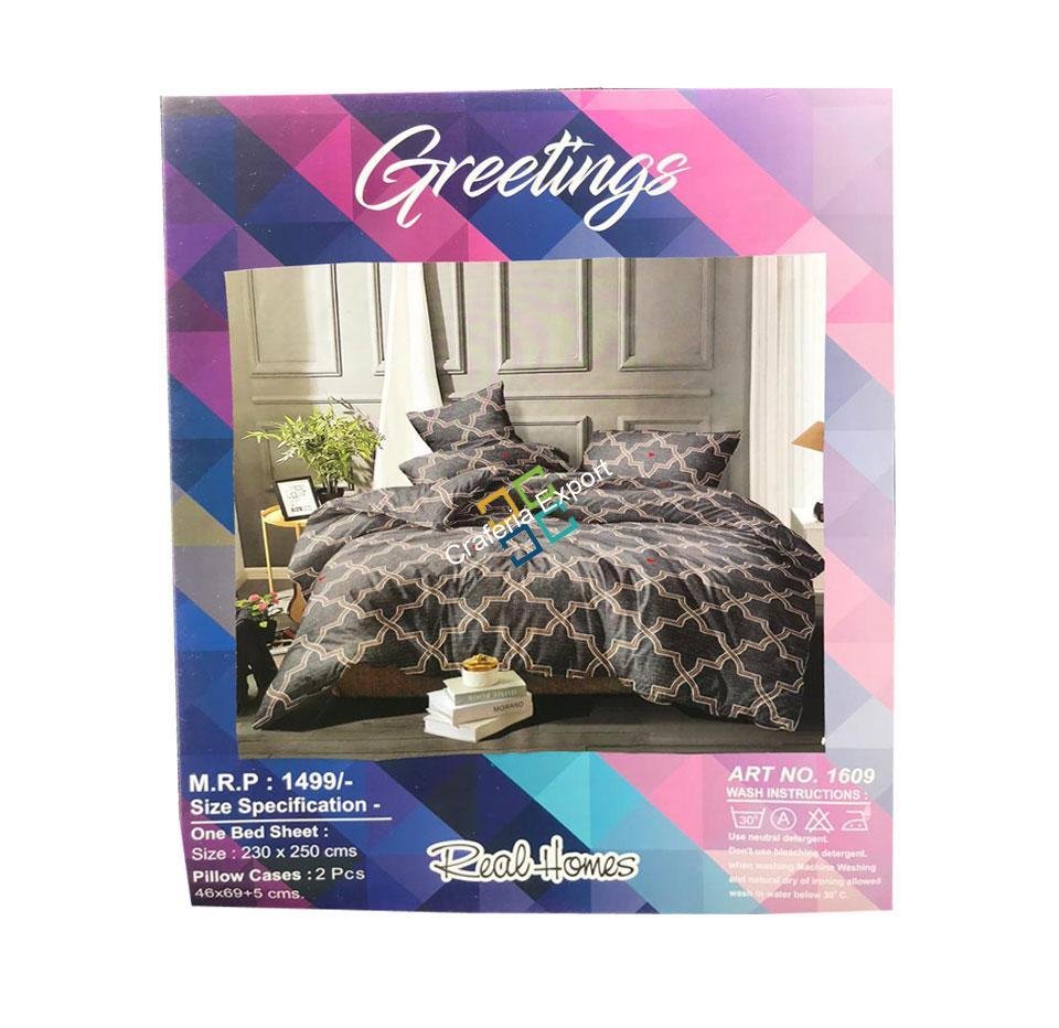 Authentic design double bedsheet for home decor/room (with 2 pillow cover) - Image 2