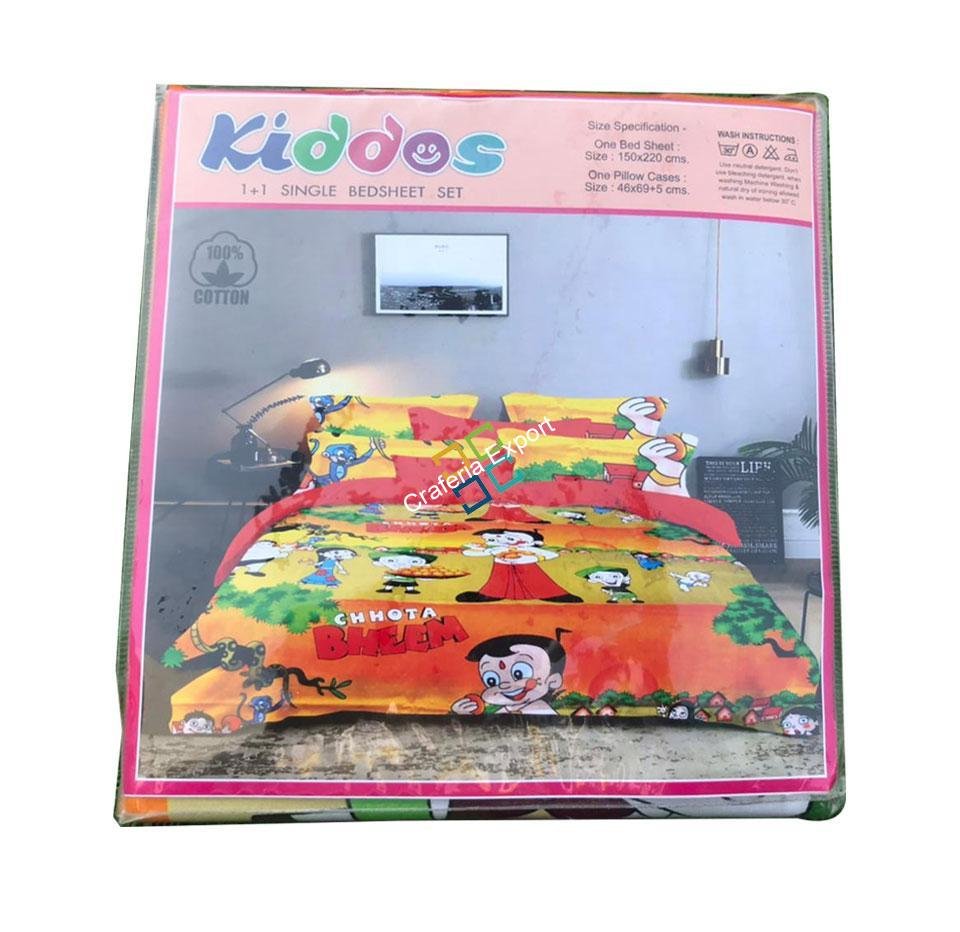 Cartoon printed 1+1 single  bedsheet set  for kids/home decor