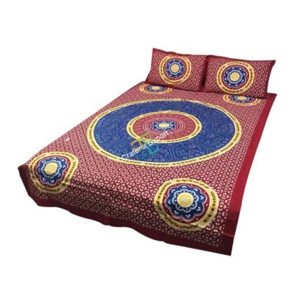 Jaipuri Print Single Cotton Bedsheet with 2 Pillow Covers - Image 3