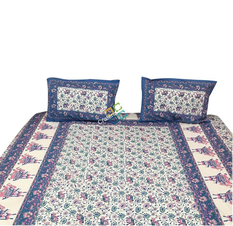 Cotton Double Bedsheet (2 Pillow Covers) in different Colors Rajasthani - Image 2