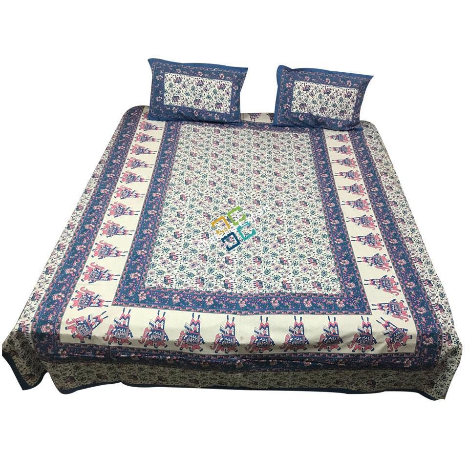 Cotton Double Bedsheet (2 Pillow Covers) in different Colors Rajasthani