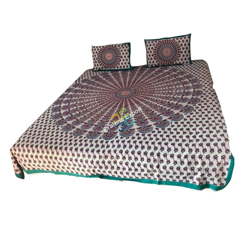 Bedsheet With Two Pillow Cover Jaipuri Printed traditional mandala style - Image 2