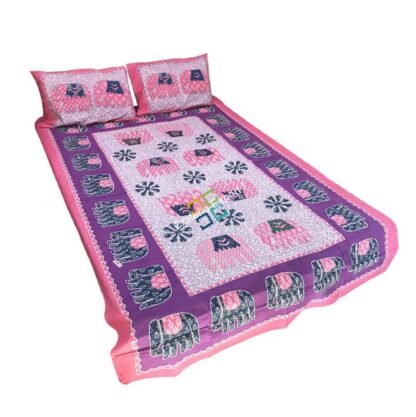 Rajasthani Elephant Print Jaipuri Single bedsheet with 100% Cotton (2 pillow covers) - Image 2