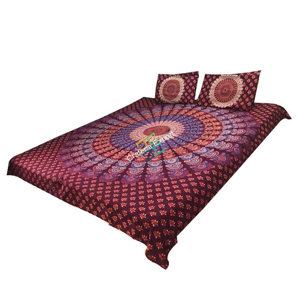 mandala double bedsheet with two pillow covers - Image 2