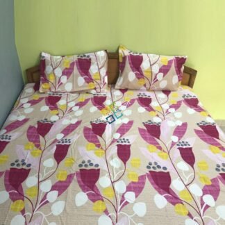 Comfortable floral Printed double bedsheet with two pillow covers