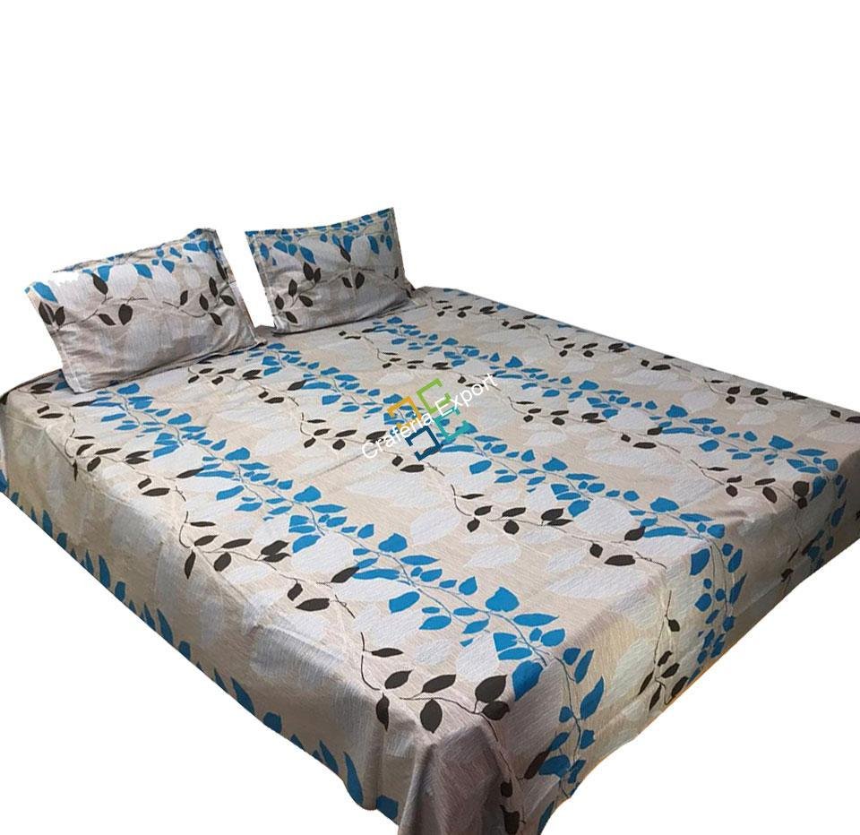 Leaf Printed cotton Double Bedsheet with two pillow covers - Image 2