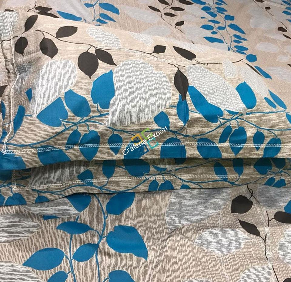 Leaf Printed cotton Double Bedsheet with two pillow covers - Image 3