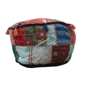 Embroidered Pouffe Cover handmade Ottoman Cover Pouffe